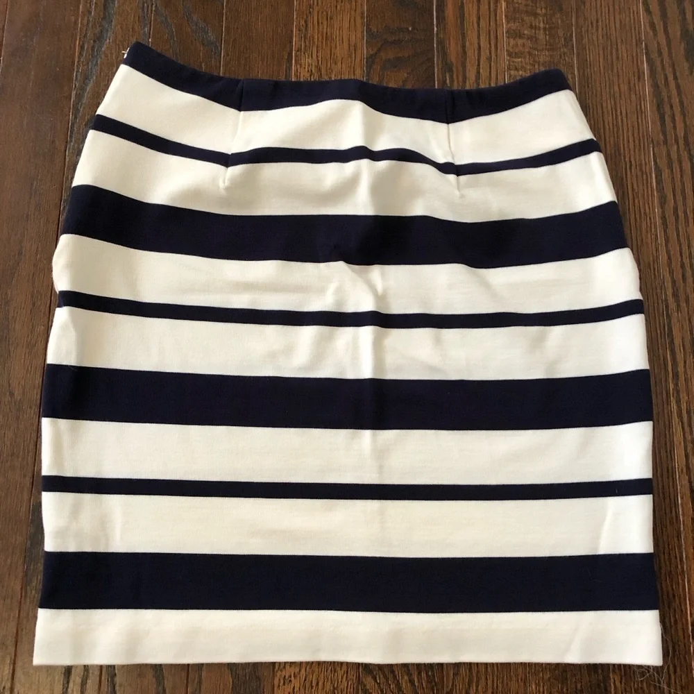 Banana Republic Women’s 2 Navy Blue/White Pencil Mini Skirt w/Side Zipper - EUC!